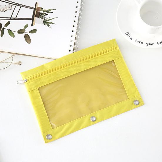 3 Ring Binder File Folder Colorful Fabric Binder Pouch with Clear Window Large Capacity Pencil Pouch for School Office Supplies