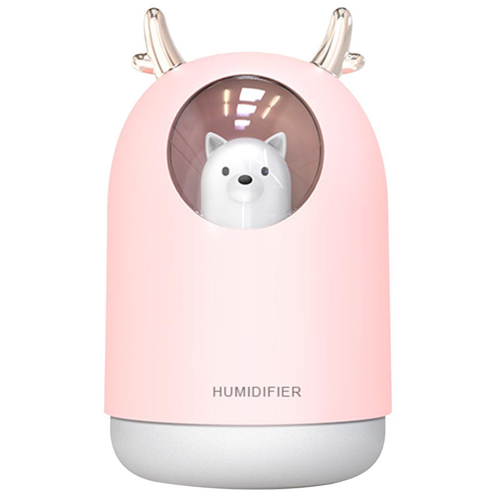 

300 мл распыляющий аромадиффузор с 7 цветами света увлажнитель воздуха с функцией пополнения воды 4 часа автоматического отключения для использования дома в автомобиле розовый