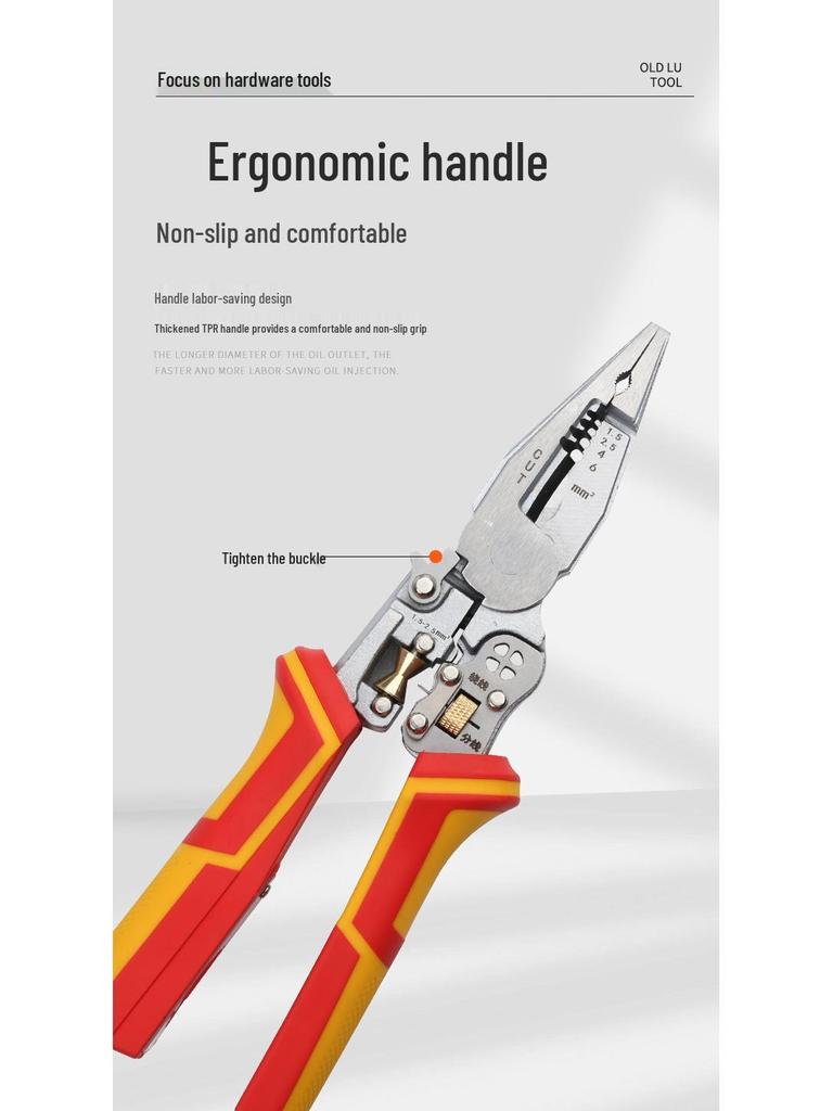 Enhanced 9-in-1 Multi-Function Electrician Pliers: Wire Stripper, Cutter, Puller, Crimper with Voltage Tester