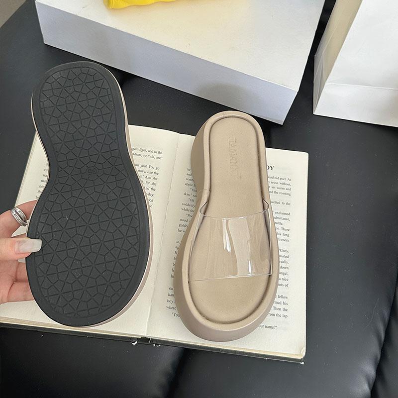 Fashion Fashion Platform Ladies Wedges Slippers Shoes Thick Soled Female Slides Sandals Footwear Transparent Women Wedges Slippers Shoes