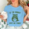 If I'm Moody Give Me Foody Print Women's T-Shirt,Raccoon Sarcastic Graphic Tee Tops,short Sleeve T-Shirts,summer Fashion Shirts,