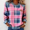 Nuova Felpa da Donna Girocollo Larga Patchwork a Quadri in Denim
