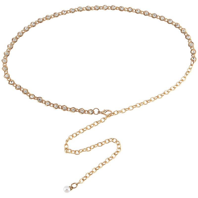 Metal Rhinestone Inlaid Waist Chain Women's Decoration Versatile Skirt Light Luxury Body Chain Women's Belt European and American
