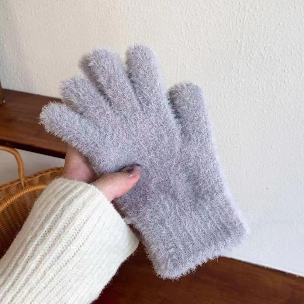 Gants Épais et Fourrés Résistants au Froid Gants Cinq Doigts Gants Tendance en Velours de Vison Hiver