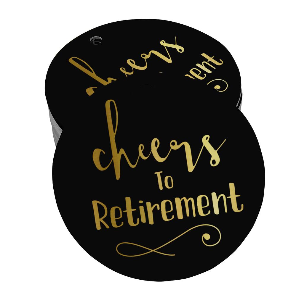 Inkdotpot Pack Of 100 Real Gold Foil Paper Tags Cheers To Retirement Favor Hang