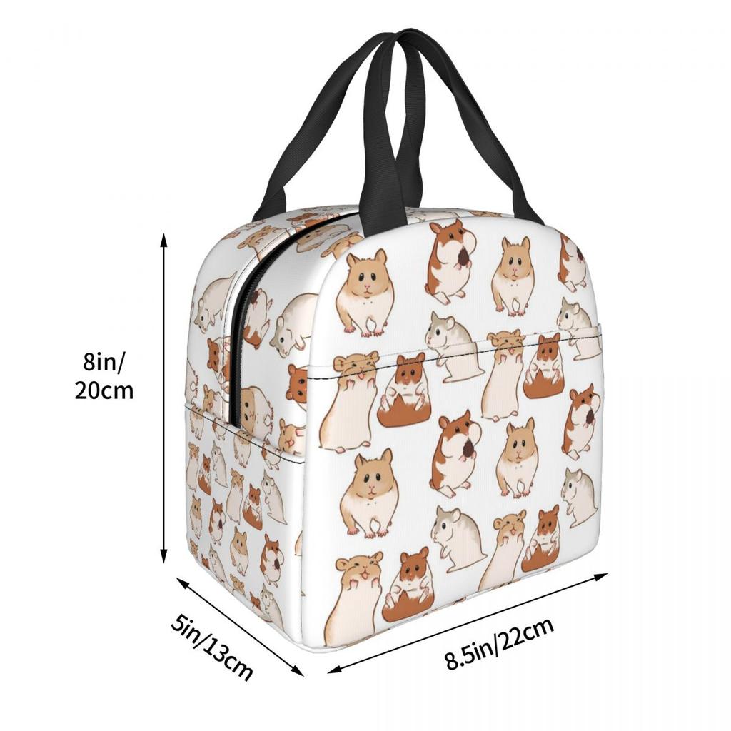 Cute Hamster Pattern Insulated Lunch Bag for Kids School Cooler Thermal Food Box Tote Portable Lunch Boxes Container