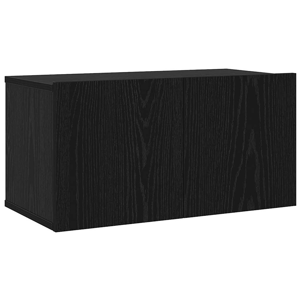 Wall Mounted TV Cabinet Set in Black Oak Effect Particleboard