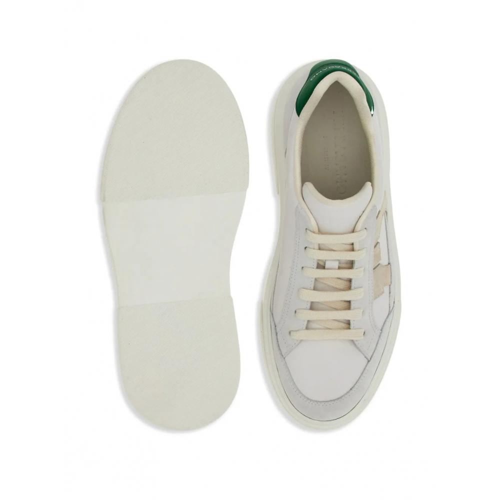 Salvatore Ferragamo Ferragamo Gancini Patch Calfskin Sneakers White