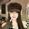 Retro Suede Beret Hat For Women Flat Top Newsboy Cap Autumn Winter Briti Sle Casual Foldable Warm Hat