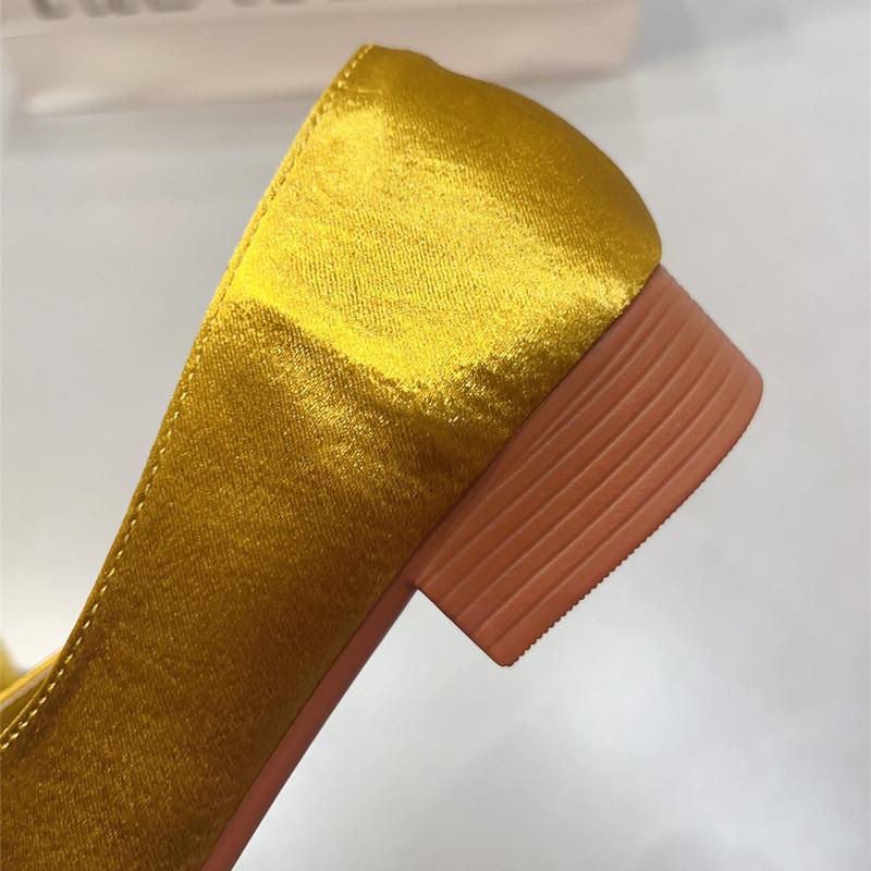 Fashion Elegant Gold Chunky Heel Women's Loafers Fashion Metal Flower Decoration Mules Casual Shoes for Women Light Comfort Office Shoes
