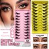 10Pairs Soft Fluffy Half Lashes HandMade Cat Eye Lashes Reusable Faux Cils  Eye Makeup Tools