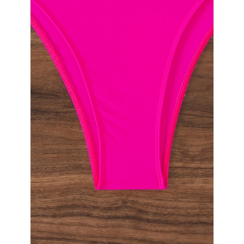 Sexy Solid Color High Waisted Two Piece Bikini Swimwear For Women