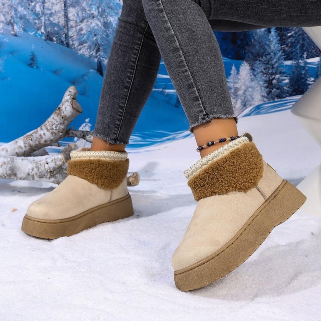 Large Thick Soled Snow Boots for Women, Winter New Style with Plush and Thick Super Warm Cotton Shoes