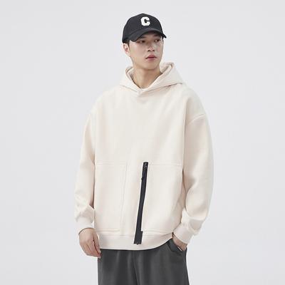 Autumn Hooded Sweatshirt Men's New Spring and Autumn Solid Color Hoodie Boys' Tops American High Street Loose Thin Jacket