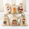 6pcs Linen Cotton Gifts Candy Bag Merry Christmas Decor For Home 2026 Xmas Navidad Natal Noel Gifts New Year 2026 Packing Bag