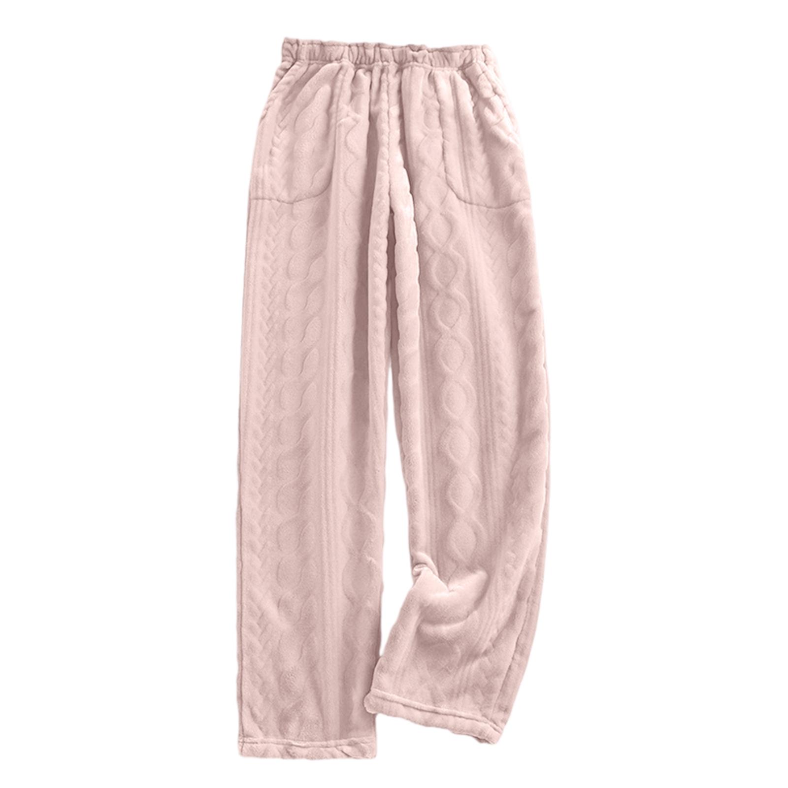 

Женские модные флисовые утепленные длинные пижамные брюки XL розовый