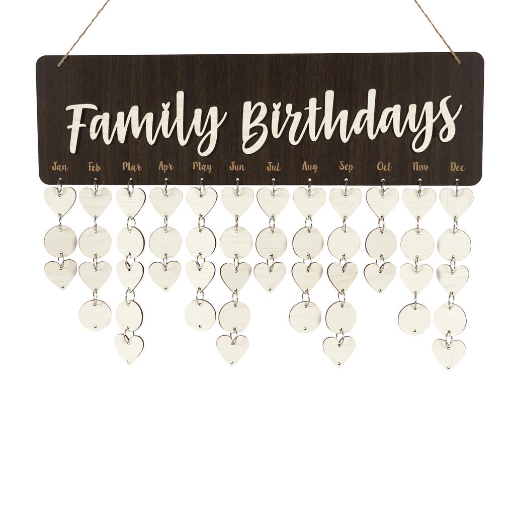 Inkdotpot Wooden Birthday Calendars with Hanging Dates DIY Birthday Tracker Plaque Wall Hanging, Farmhouse Decor- Dates To Remember Calendar