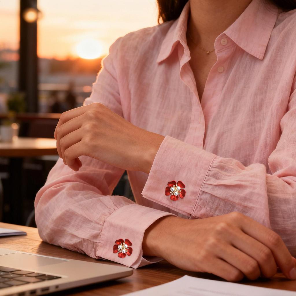 Flower Pearl Rhinestone Cufflinks Women Shirt Button Covers Fashion Clothing Accessories For Dress Tuxedo Blouses