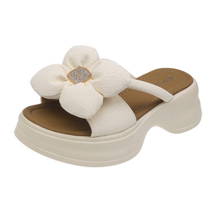 Fairy Style Muffin Thick-soled Diamond Flower with Skirt Sandals Female Outer Wear Summer New Fashion Versatile Beach Sandals