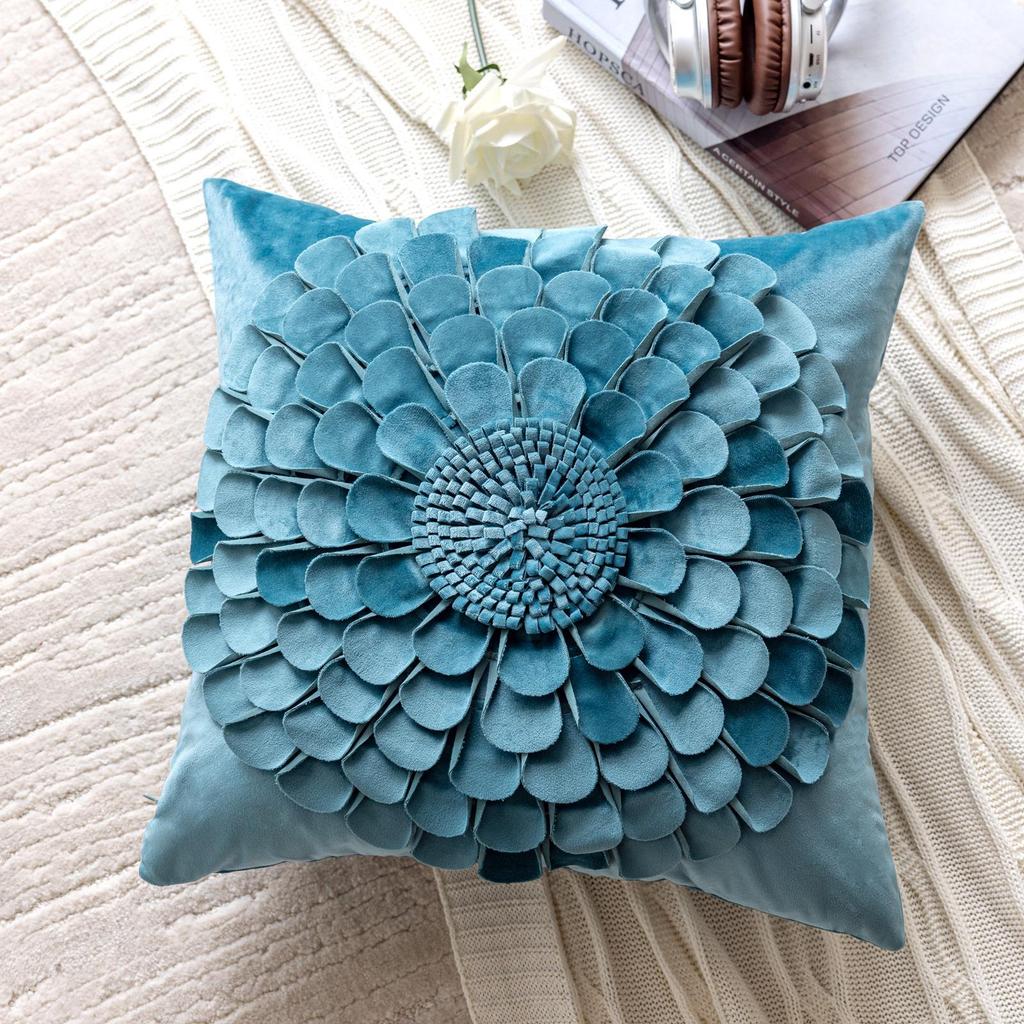 Yüksek Kaliteli Kalın Malzeme Ayçiçeği Kanepe Yastık Kılıfı - Küçük Yaprak, Avrupa ve Amerikan Hafif Lüks, İç Mekan Stili, Açık Hava Bel Yastığı