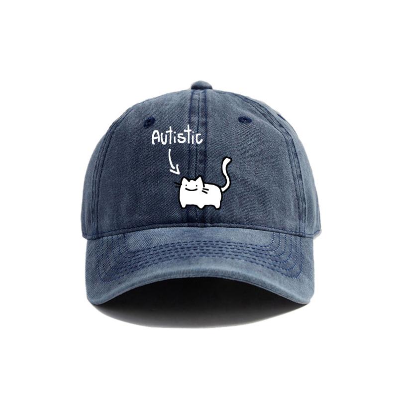 Autistic Cat Baseball Caps Distressed Hats Cap Unisex Women Retro Outdoor Summer Adjustable Hats Dad Gift