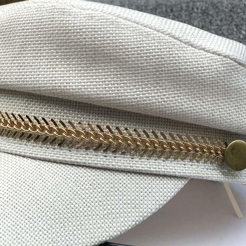 Summer Thin Imitation Cotton And Linen Breathable Versatile Cap Gold Chain Octagonal Hat Flat Top Hat Trendy Hat