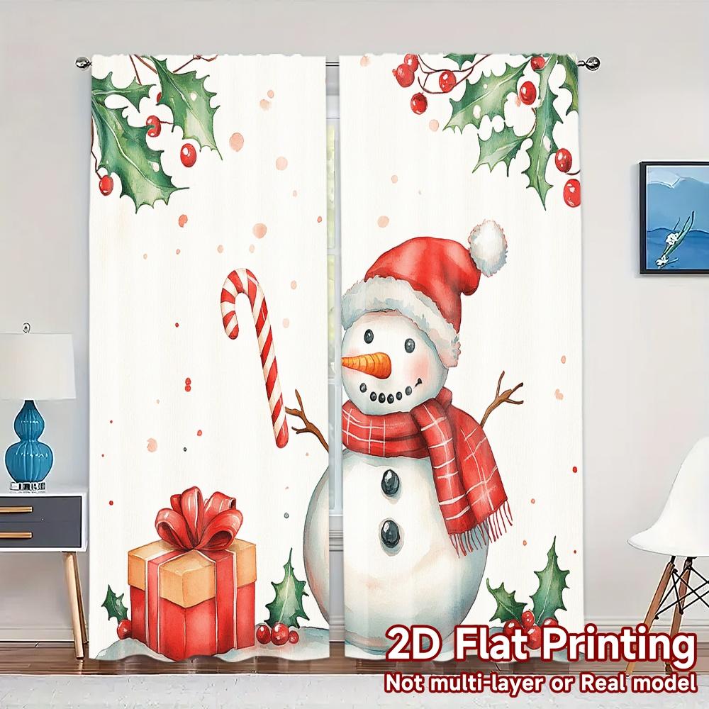 

2pcs,Curtains Cute Snowman Watercolor Christmas Holiday Popular Popular Curtain Versatile Polyester Curtains Gifts Perfect for 52.50×116.00 CM 2pcs