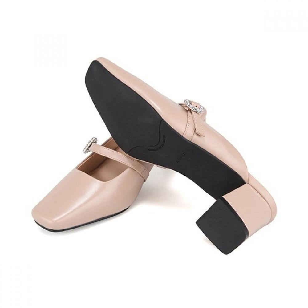 BARBARA 5.5cm Dress Mule Leather Jewel Buckle 2colors Bbj205