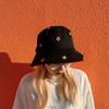 Colorful Flowers Embroidery Bucket Hats For Women Girls Summer Cotton Sunscreen Panama Sun Hat Foldable Outdoor Fisherman Caps