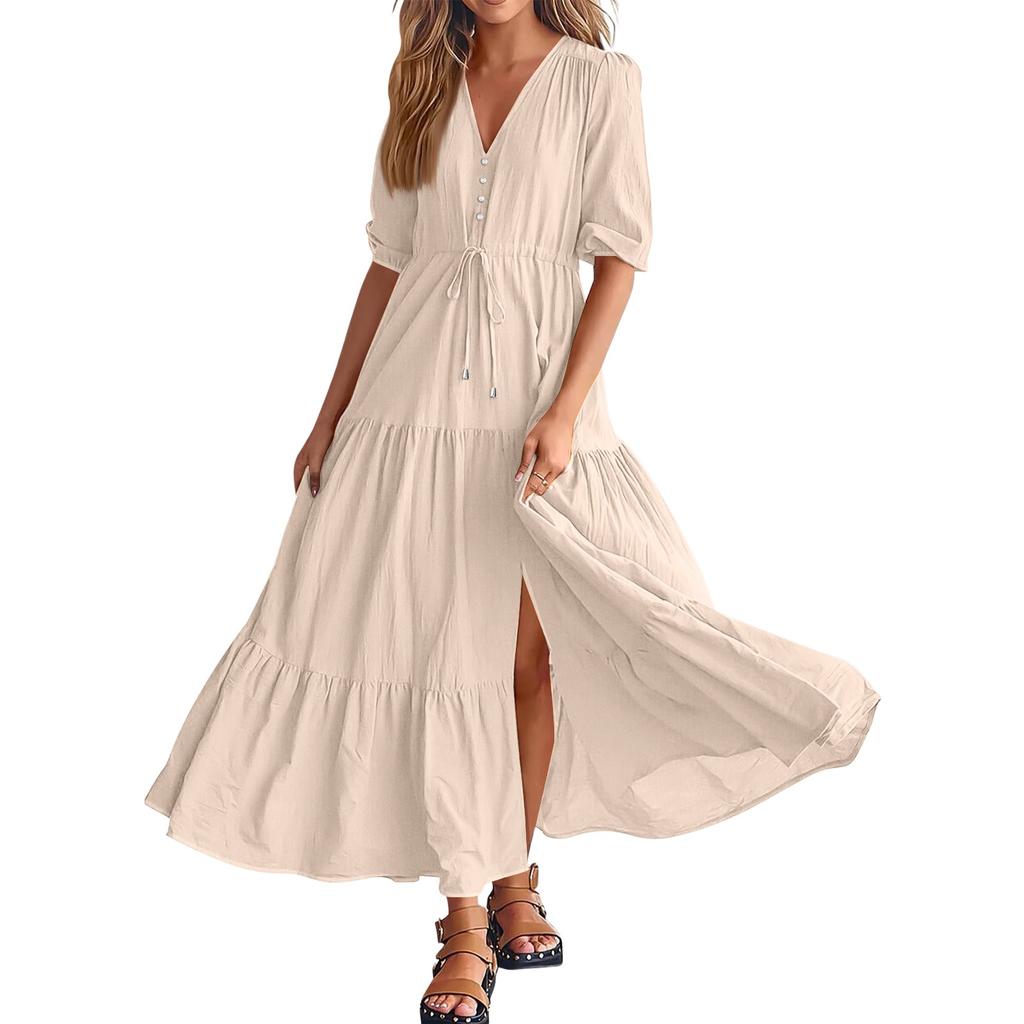 Women's Fashionable Solid Color Elegant Temperament Hanging Neck Waistband Dress