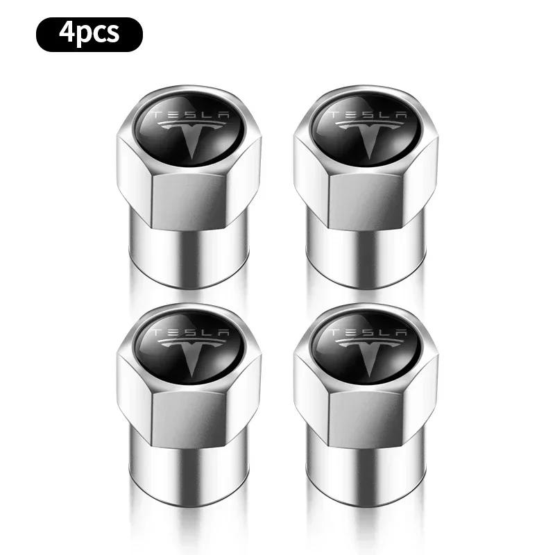 

Car Sticker 2025 New Tesla 4Pcs Car Hex Tire Valve Stem Caps Aluminum Wheel Tire Valve Caps For Tesla model 3 model X Y style MO срібний