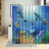 Ocean Sea Animal Dolphin Fish Waterproof Shower Curtain Creative Deep Sea Child Bathroom Decor Screen With Hooks Curtains Set
