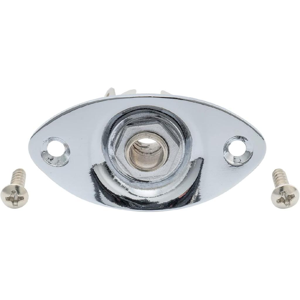 Musiclily Metall 1/4" Ovaler Gitarren-Eingangsbuchsen-Platte Ausgangsbuchsen-Platte Buchse mit Schrauben für Fender Strat Tele Style E-Gitarre, Chrom