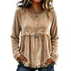Women's Casual Loose Fit V-Neck Long Sleeve Fringed Color Shirt