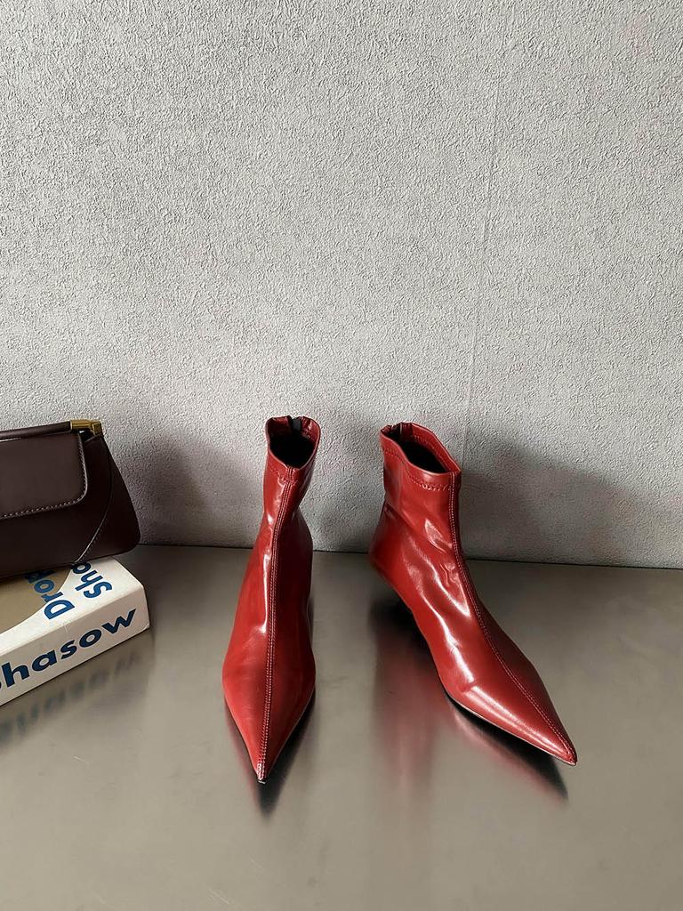 Moda Moda Stivaletti alla Caviglia da Donna Calzino Botas Zeppa Tacco Medio Nero Bianco Rosso Stivali Elasticizzati Cerniera Posteriore Inverno Autunno Stivaletti 35-39