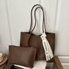Vintage Large Capacity composite Tote Bag Set Soft PU Leather Shoulder Handbag With Pouch For Women Daily Commute Work Purse