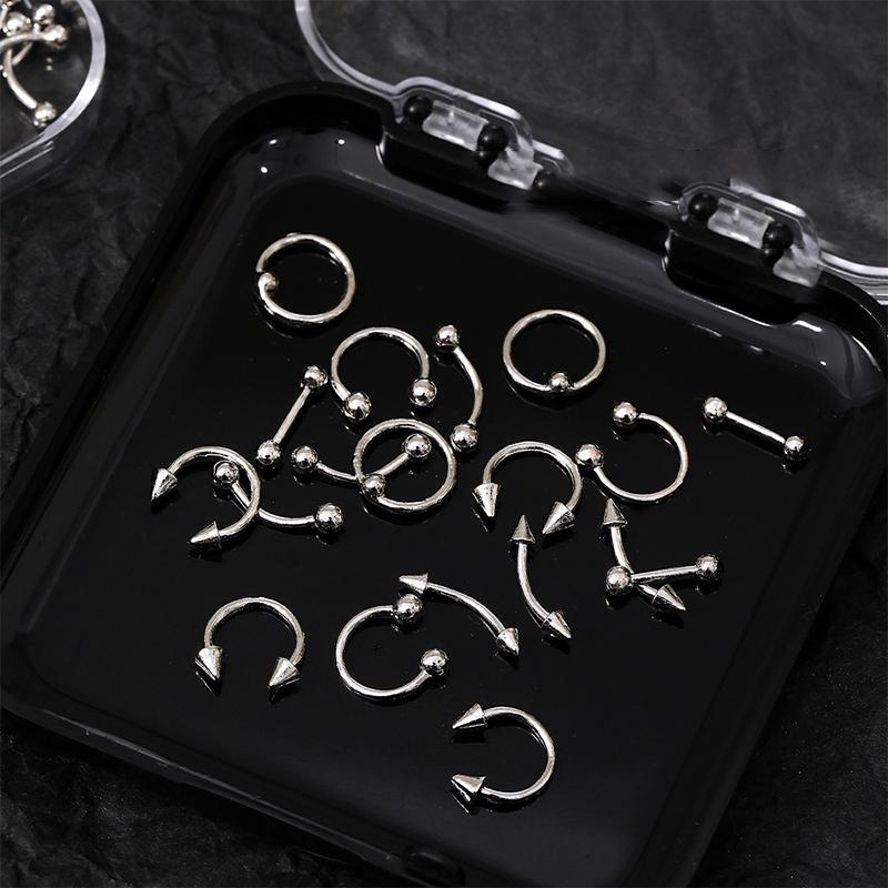 20/30/60Pcs Punk Metal 3D Nail Charms Fingertip Ring Studs Black/Silver Alloy Nail Art Decoration Manicure Supplies Accessories