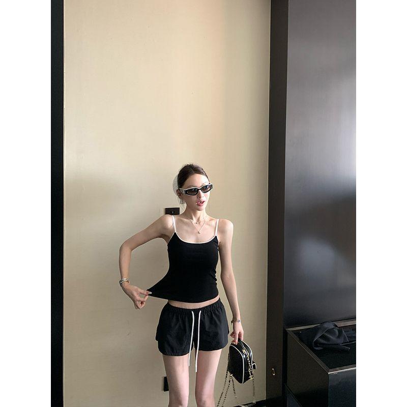 

Leak-Picking ~ Withdraw from Cupboard Cut the Tag off Sports Shorts Women Wide-Leg Pants Summer Casual Breathable American Quick-Dry Pants Outer Wear Black XXL
