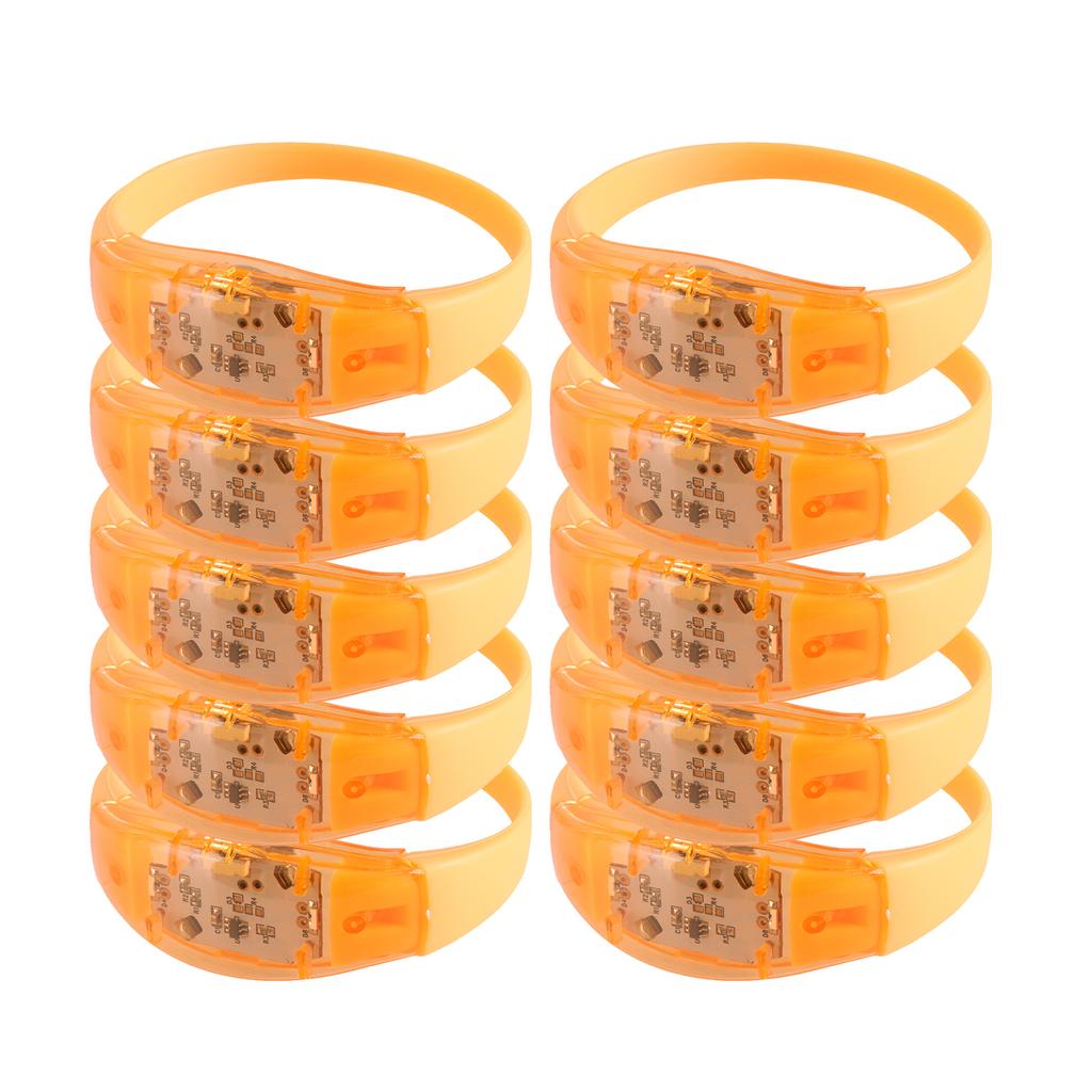 Pack of 10 LED Silicone Bracelets Flashing Light Up Wristband Accessory Adjustable Size Wrist Bands Jewelry for Party