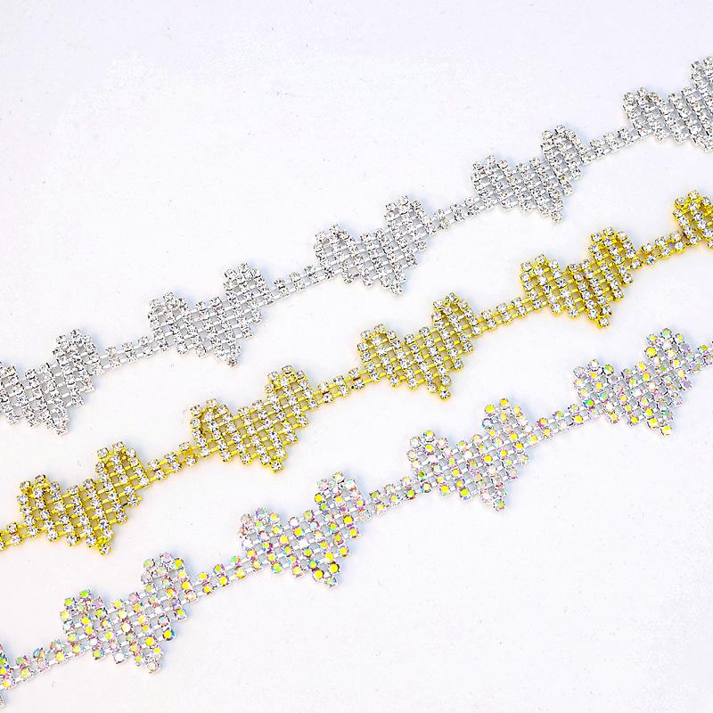 Handmade Heart Rhinestone Claw Chain for DIY Clothing and Decoration