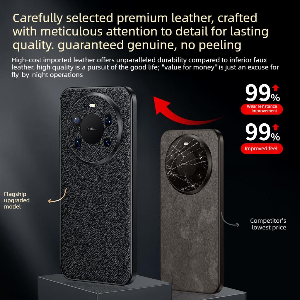 Cowhide Leather Phone Case for Huawei Mate 80 Pro Max Mate70 Pura 80 Ultra Pura70 Pro Plus Camera Lens Bumper Protective Cover