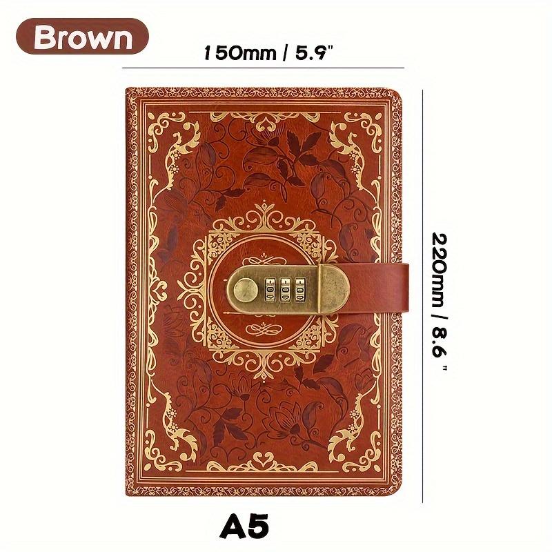 Digital Locking Journal - A5 Password Protected Diary with Secure Code Lock,200 Page Faux Leather Secret Notebook for Teens Gift