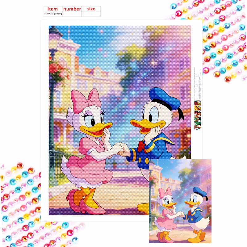 Disney Donald Duck Daisy Duck romantic love diamond painting art painting handmade diy5D home decoration gift Round 20x30cm
