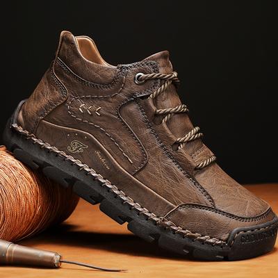 Botas de cuero genuino hechas a mano para hombre, zapatos para hombre, botines cómodos para hombre, zapatos casuales, zapatos para herramientas al aire libre