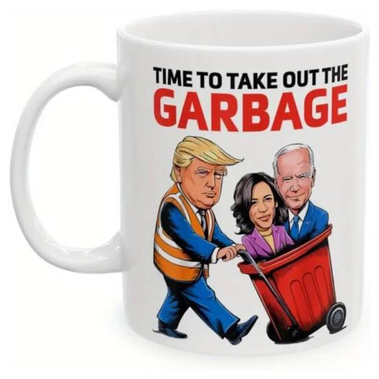 

Yousheng Cartoon American President Mug Food-Grade Ceramic Coffee Cup Time to Take Out The Garbage US President Coffee Mug Gift for Supporters