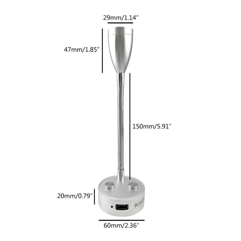 Boat Wall Light Touchs Dimming LED Reading Lamp Flexible Gooseneck Wall Lamp Suitable for Truck Motorhome Yachts Cabin
