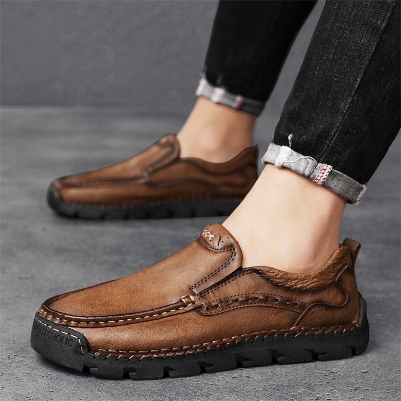 Genuine Leather Men Casual Shoes Loafers Sneakers New Comfortable Flat Handmade Retro Leisure Shoes Men Shoes Size 46