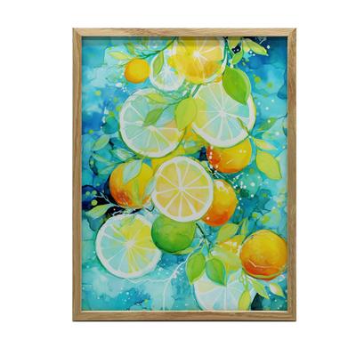 Erfrischende Zitrusfrüchte Erfrischende Zitrusfrüchte, 50x70 cm, Ohne Rahmen, Premium-Leinwand auf Keilrahmen