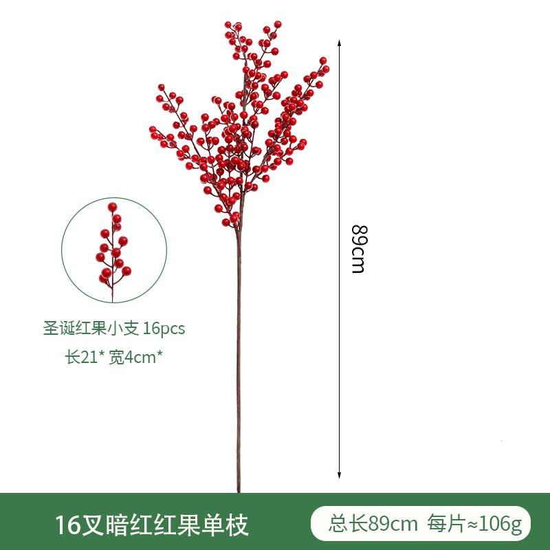 Artificial Red Berry Decorations Christmas Holiday Centerpieces Foam Winter Holly Branches With 3-16 Fork Clusters