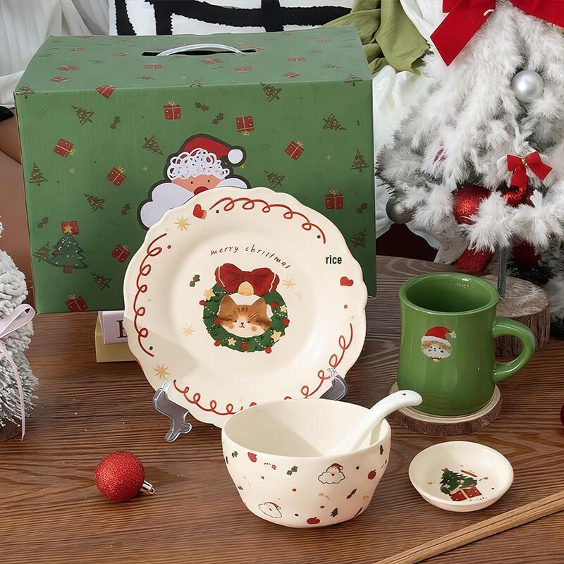 Christmas Cartoon Ceramic Dinnerware Gift Set
